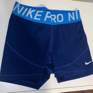 Nike Pro 3 Inch Spandex Short — Navy with light blue waistband